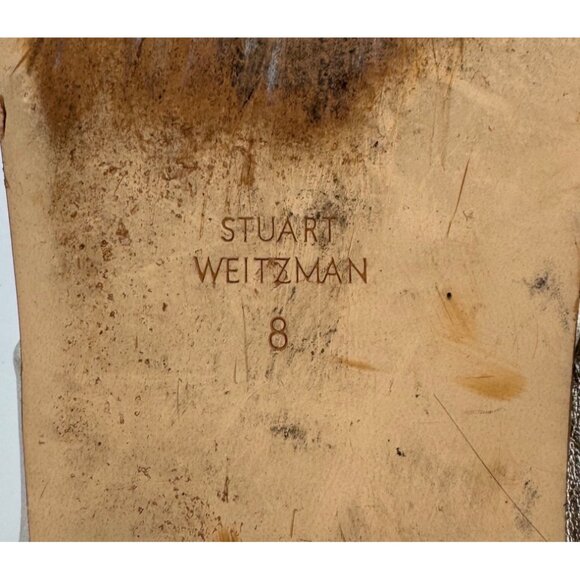 Stuart WeitzmanBandeau Metallic Gold Leather Bow Accent T- Strap Sandals Size 8 - Picture 3 of 10